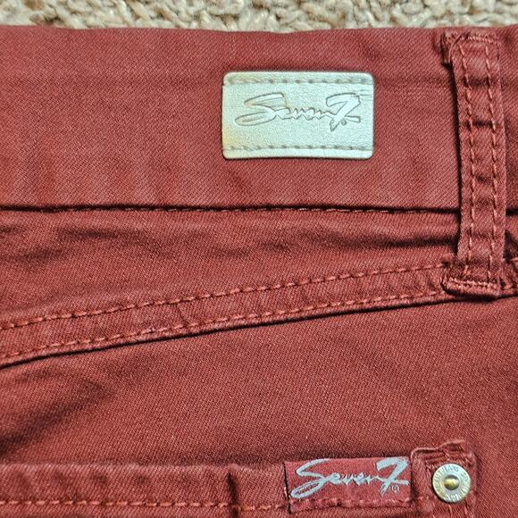 Seven7 Tummy Less High Rise Skinny Shorts Womens 12 Red Distressed Cutoff Casual - Picture 8 of 11